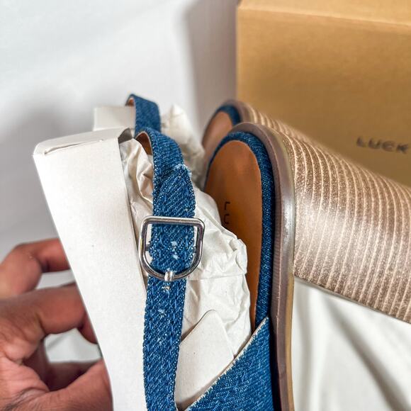 LUCKY BRAND Delmie Denim Platform Slingback Sandals Size 9.5 - Picture 9 of 10